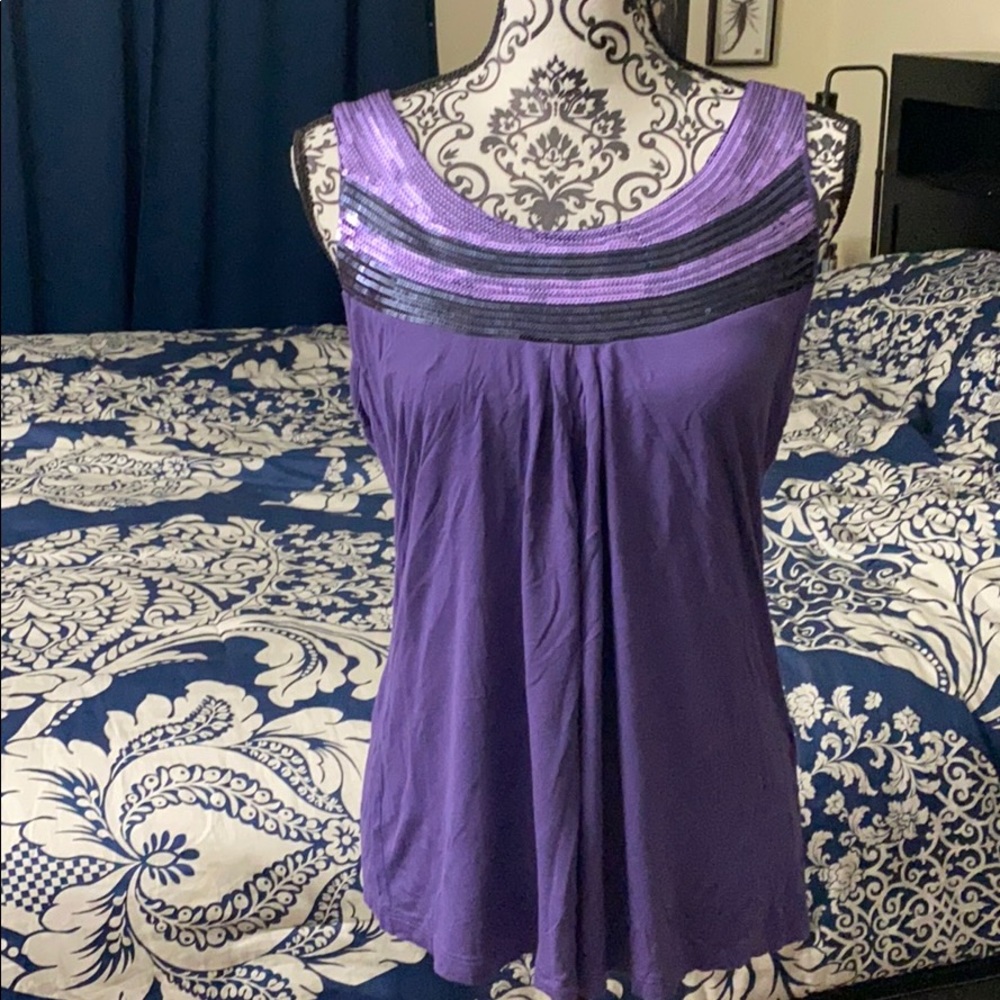 Modest sequined cotton tank top